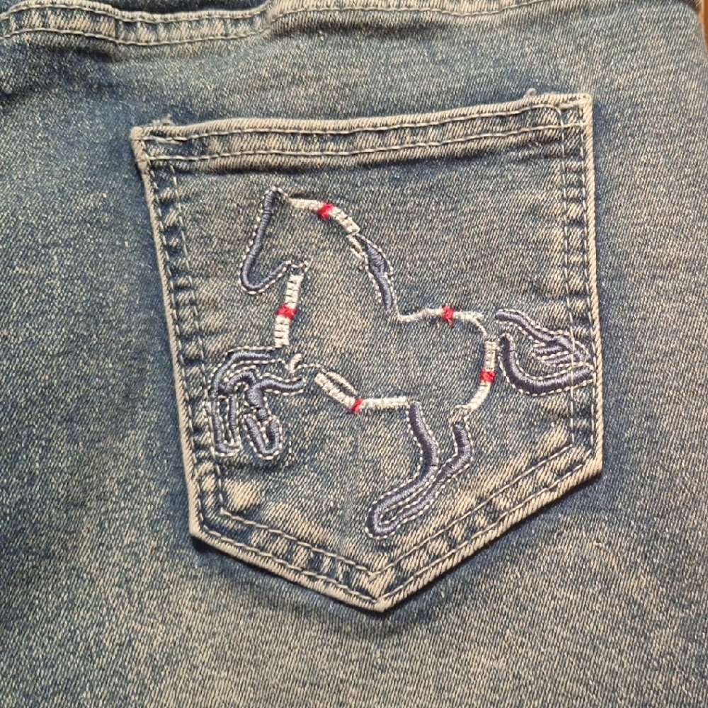 Embroidered Denim Jeans with Horse Design